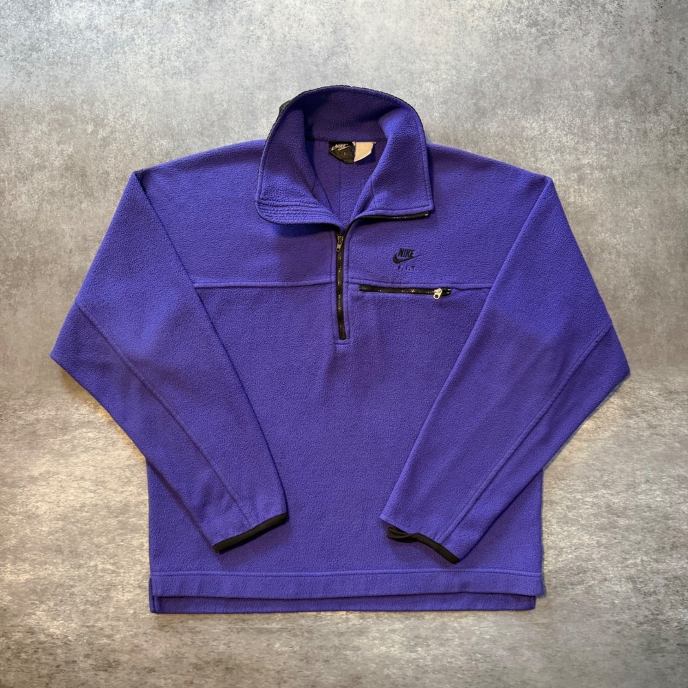 VTG 90s Nike F.I.T. Fleece Quarter Zip Pullover Large Purple Pocket Gorpcore Men